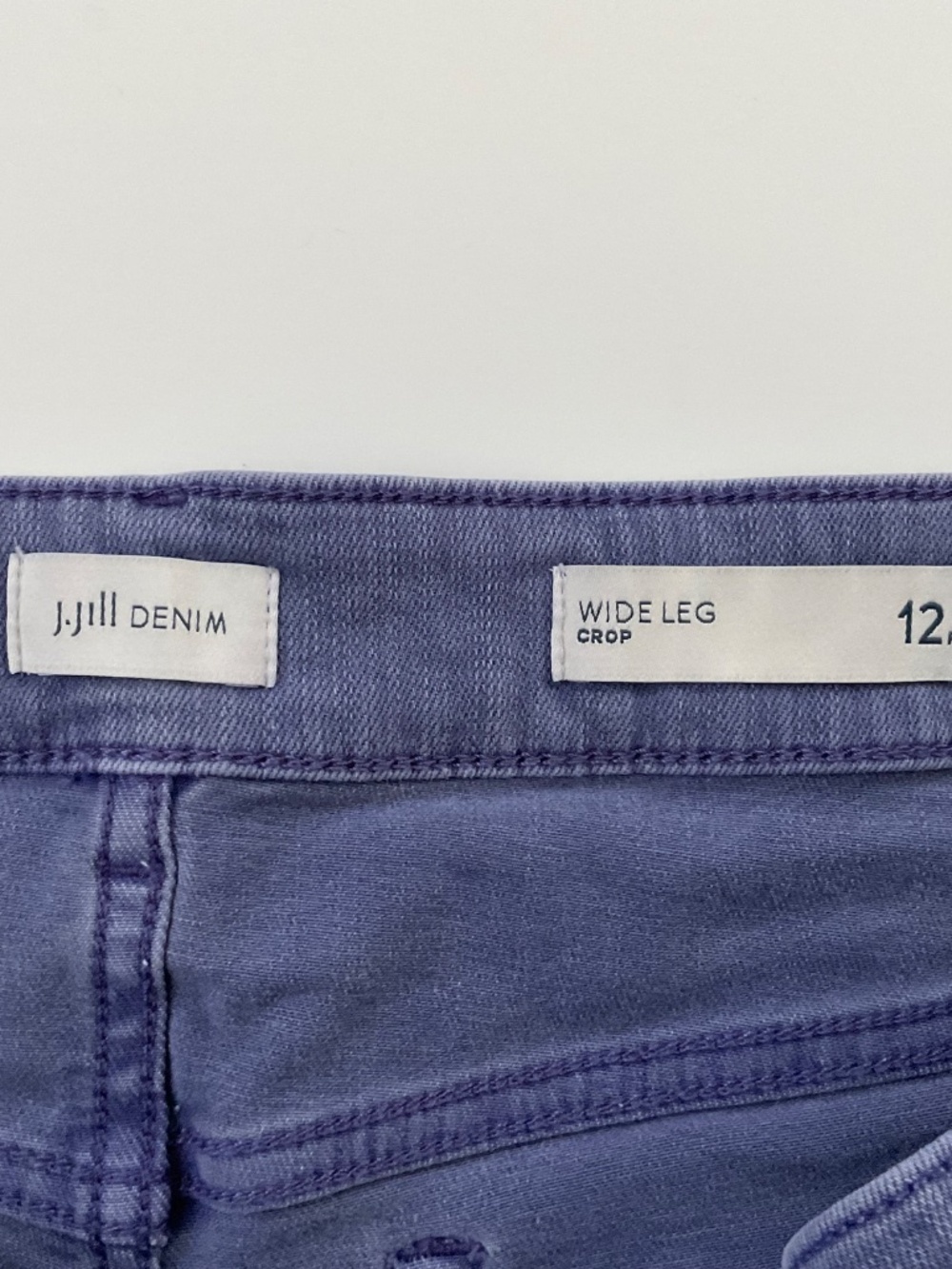 J Jill  Denim Wide Leg Crop Pants Sz 12P Purple Boho Casual Everyday Comfort - Picture 4 of 12